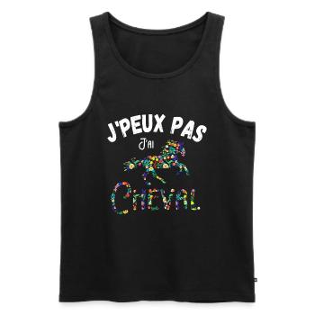 j'peux pas j'ai cheval - fleurs - Débardeur bio Premium Homme - noir - Devant - Michal (187cm)