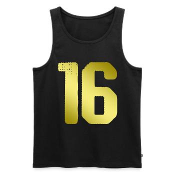 16 Maillot numéro - Débardeur bio Premium Homme - noir - Devant - Michal (187cm)