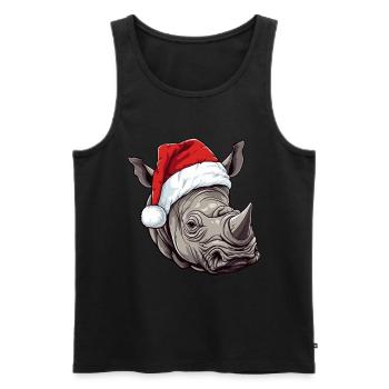 Tête de rhinocéros Noël Noël - Débardeur bio Premium Homme - noir - Devant - Michal (187cm)
