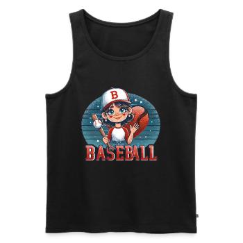 Das Lächeln des kleinen Ligaspielers - Männer Premium Bio Tank Top - Schwarz - Vorne - Michal (187cm)