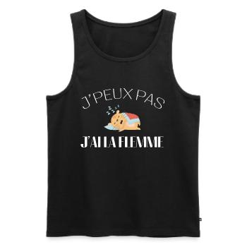 Je peux pas j'ai la flemme - j'peux pas - Débardeur bio Premium Homme - noir - Devant - Michal (187cm)