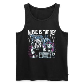 music is the key Dog and Cat Love of Animals - Men's Premium Organic Tank Top - black - Front - Michal (187cm)