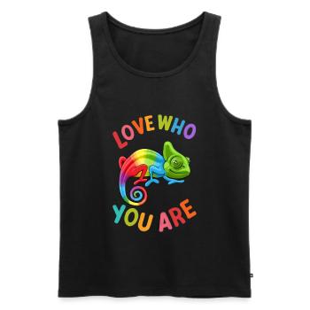 Love Who You Are Gay Pride Rainbow Chameleon - Men's Premium Organic Tank Top - black - Front - AI Model Male 178 light (178cm)