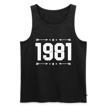jahrgang 1981 vintage 44. Geburtstag 1981. - Männer Premium Bio Tank Top - Schwarz - Vorne - AI Model Male 178 light (178cm)