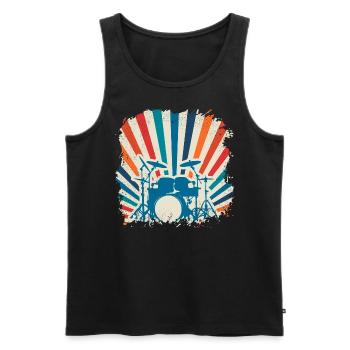 Schlagzeug Drummer Instrument Geschenk retro Band - Männer Premium Bio Tank Top - Schwarz - Vorne - AI Model Male 178 light (178cm)