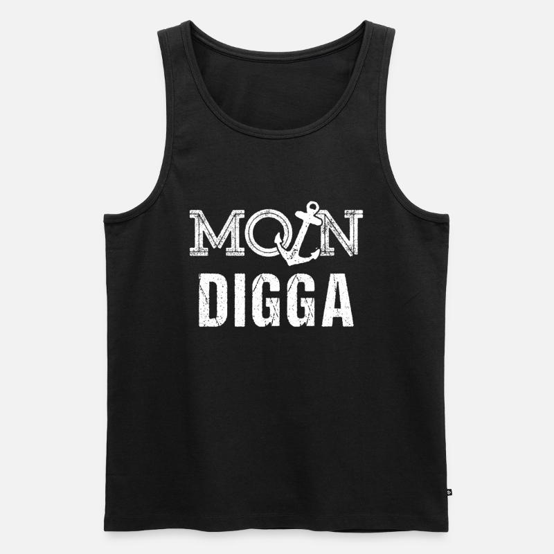 Moin Digga Anker - Männer Premium Bio Tank Top - Schwarz