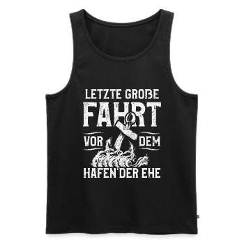 Hafen der Ehe Hochzeit Verlobung JGA Anker Wellen - Männer Premium Bio Tank Top - Schwarz - Vorne - AI Model Male 178 light (178cm)
