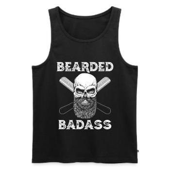 Bearded Badass Bart Totenkopf Rasiermesser Barber - Männer Premium Bio Tank Top - Schwarz - Vorne - AI Model Male 178 light (178cm)