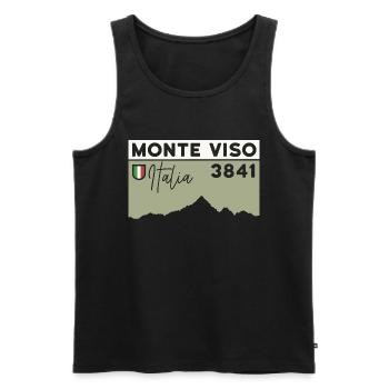 Monte Viso Randonnée Monviso Ascension Arête Est - Débardeur bio Premium Homme - noir - Devant - Michal (187cm)