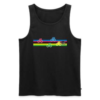 Rennrad Radsport Weltmeister Regenbogen Trikot - Männer Premium Bio Tank Top - Schwarz - Vorne - Michal (187cm)