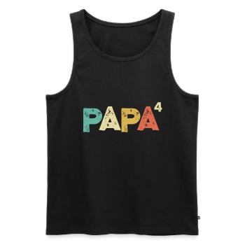 Papa hoch 4 Retro Vatertag Fun Geschenk für Väter - Männer Premium Bio Tank Top - Schwarz - Vorne - Michal (187cm)