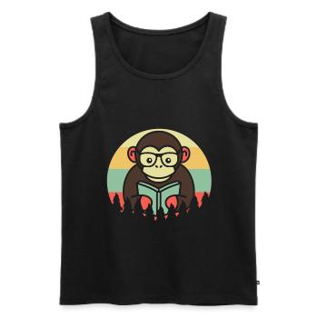 MONKEY NERD VINTAGE - Débardeur bio Premium Homme - noir - Devant - Michal (187cm)