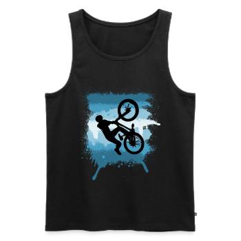 MTB Sprung Trick Mountainbike Graffiti - Männer Premium Bio Tank Top - Schwarz - Vorne - AI Model Male 178 light (178cm)
