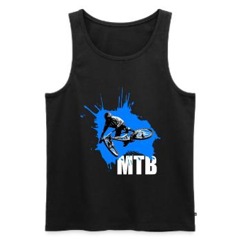 Mountainbike Sprung Downhill cross MTB - Männer Premium Bio Tank Top - Schwarz - Vorne - AI Model Male 178 light (178cm)