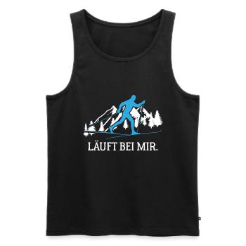 Läuft bei mir Langläufer Langlauf lustiger Spruch - Männer Premium Bio Tank Top - Schwarz - Vorne - Michal (187cm)