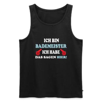 Bademeister - Männer Premium Bio Tank Top - Schwarz - Vorne - AI Model Male 178 light (178cm)