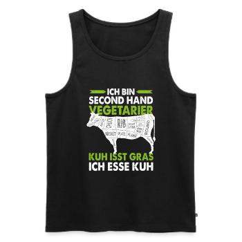 Second Hand Vegetarier Beef-Cuts Anti-Vegan Essen - Männer Premium Bio Tank Top - Schwarz - Vorne - Michal (187cm)
