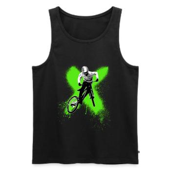 garçon cool sautant en vélo de montagne - Débardeur bio Premium Homme - noir - Devant - AI Model Male 178 light (178cm)
