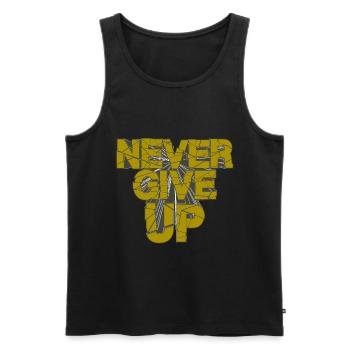 never give up - Männer Premium Bio Tank Top - Schwarz - Vorne - AI Model Male 178 light (178cm)