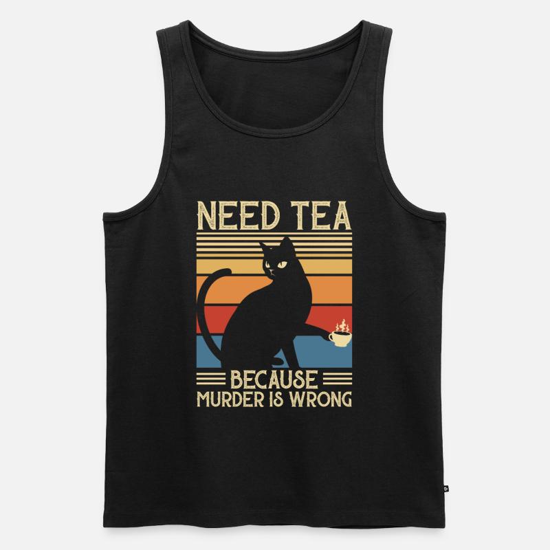 Need Tea Murder Cat - Männer Premium Bio Tank Top - Schwarz