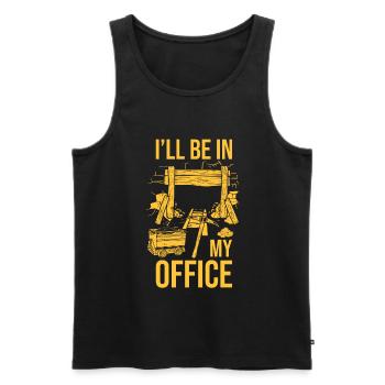 Je serai dans mon bureau - Débardeur bio Premium Homme - noir - Devant - AI Model Male 178 light (178cm)