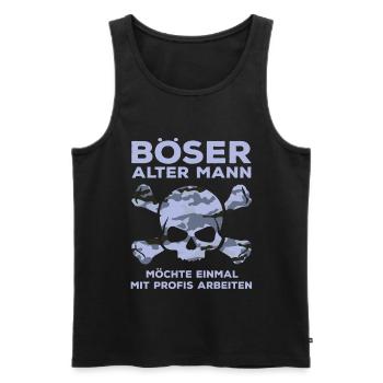 Böser Alter Mann - Camouflage Totenkopf Tarnmuster - Männer Premium Bio Tank Top - Schwarz - Vorne - Michal (187cm)