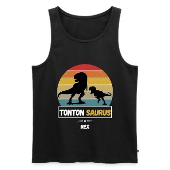 TONTON SAURUS REX -SUNSET - Débardeur bio Premium Homme - noir - Devant - Michal (187cm)