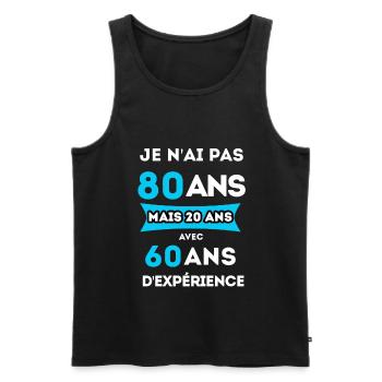 je n ai pas 80 ans mais 20 ans homme - Débardeur bio Premium Homme - noir - Devant - Michal (187cm)