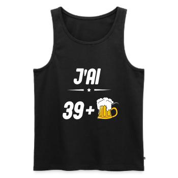 j'ai 39 + bière anniversaire âge - Débardeur bio Premium Homme - noir - Devant - Michal (187cm)