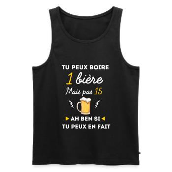 tu peux boire 1 bière mais pas 15 - Débardeur bio Premium Homme - noir - Devant - Michal (187cm)