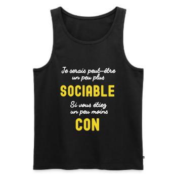 je serais un peu plus sociable jaune - Débardeur bio Premium Homme - noir - Devant - Michal (187cm)