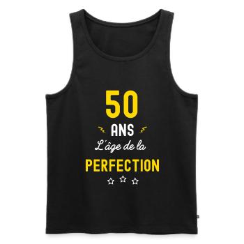 50 ans l age de la perfection - Débardeur bio Premium Homme - noir - Devant - Michal (187cm)