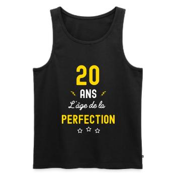 20 ans l age de la perfection - Débardeur bio Premium Homme - noir - Devant - Michal (187cm)