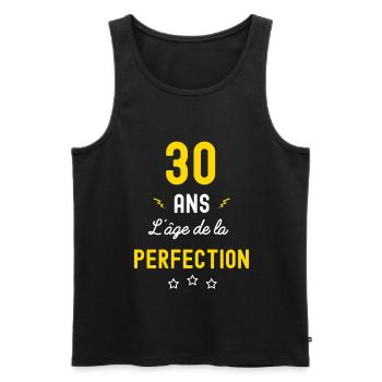 30 ans l age de la perfection - Débardeur bio Premium Homme - noir - Devant - Michal (187cm)