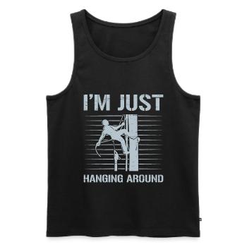 Ich hänge nur für einen Baumpfleger herum - Männer Premium Bio Tank Top - Schwarz - Vorne - AI Model Male 178 light (178cm)