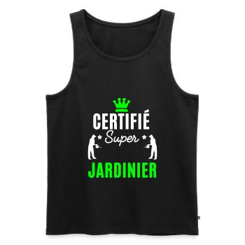 certifié super Jardinier - Débardeur bio Premium Homme - noir - Devant - Michal (187cm)