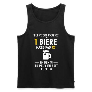 Tu peux boire une bière mais pas 15 - Apéro Humour - Débardeur bio Premium Homme - noir - Devant - Michal (187cm)
