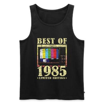 Best Of 1985 Retro TV - Männer Premium Bio Tank Top - Schwarz - Vorne - Michal (187cm)