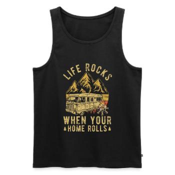 Life Rocks When Your Home Rolls Funny RV Motorhome - Männer Premium Bio Tank Top - Schwarz - Vorne - Michal (187cm)