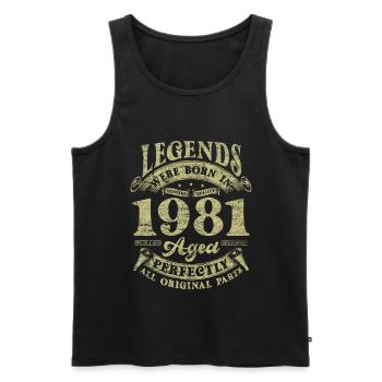 Les légendes sont nées en 1981 - Débardeur bio Premium Homme - noir - Devant - Michal (187cm)