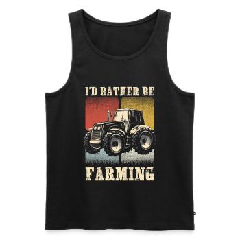I'd Rather Be Farming Agricultural Tractor Farming - Men's Premium Organic Tank Top - black - Front - AI Model Male 178 light (178cm)