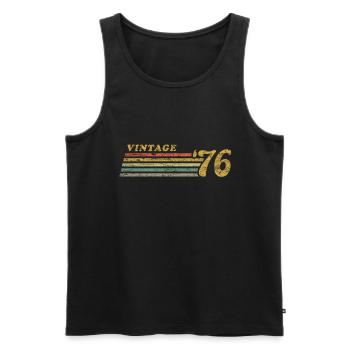 Vintage 1976 70s Retro Style - Men's Premium Organic Tank Top - black - Front - AI Model Male 178 light (178cm)