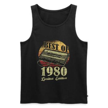 Best Of 1980 Bande de cassette rétro - Débardeur bio Premium Homme - noir - Devant - Michal (187cm)