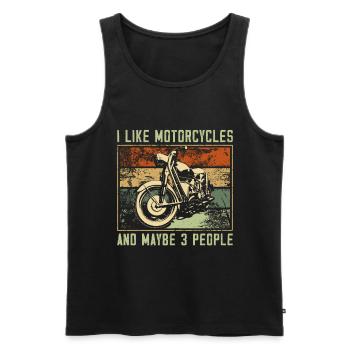 J’aime les motos et peut-être la moto 3 personnes - Débardeur bio Premium Homme - noir - Devant - Michal (187cm)