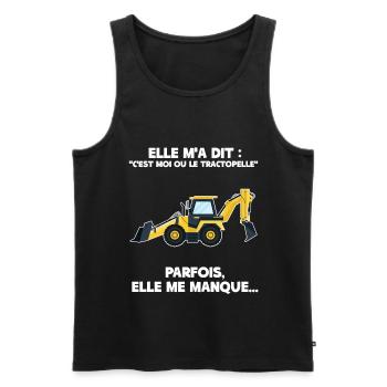 Engin de chantier Tractopelle Ma Femme - Débardeur bio Premium Homme - noir - Devant - Michal (187cm)
