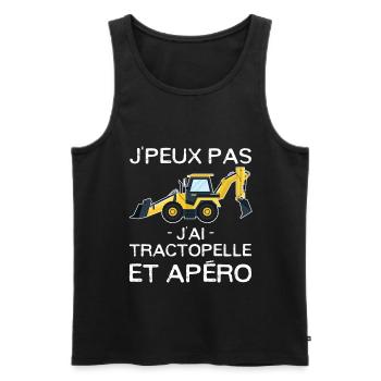J'peux pas, j'ai tractopelle et apéro - Débardeur bio Premium Homme - noir - Devant - Michal (187cm)