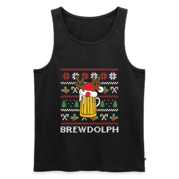 Brewdolph Père Noël Vacances de rennes - Débardeur bio Premium Homme - noir - Devant - AI Model Male 178 light (178cm)