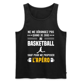 basketball joueur ne dérangez pas sauf apéro - Débardeur bio Premium Homme - noir - Devant - Michal (187cm)