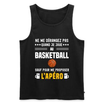 basketball ne dérangez pas sauf apéro - Débardeur bio Premium Homme - noir - Devant - Michal (187cm)