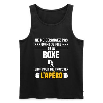 boxe ne dérangez pas sauf apéro - Débardeur bio Premium Homme - noir - Devant - Michal (187cm)